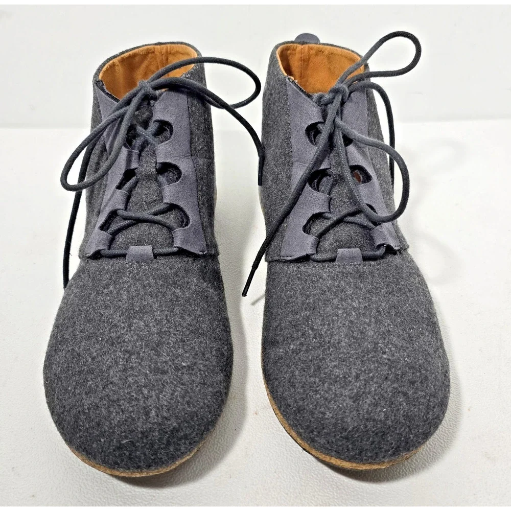 Sole District by ReCork Tour Ankle Low Boots Gray Wool Lace-Up Shoes Mens Sz 9.5